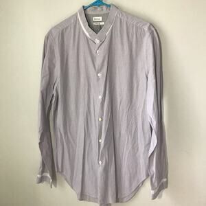 Paul Smith mens L cotton band collar long sleeve button down shirt made in Italy